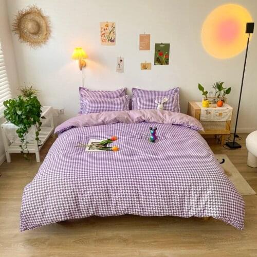 Japanese Duvet Cover Set 200x200 Pillowcase 3Pcs，210x210 Quilt Cover，Extra Large，Purple Bedding Set