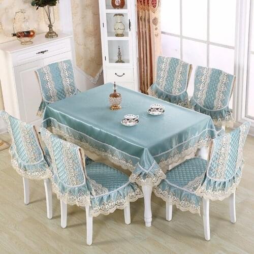 Top Grade Lace Table Cloth Satin Thick Chair Cover Seat Cushion Round Rectangle Tablecloth Banquet Home Wedding Decor Tapetes