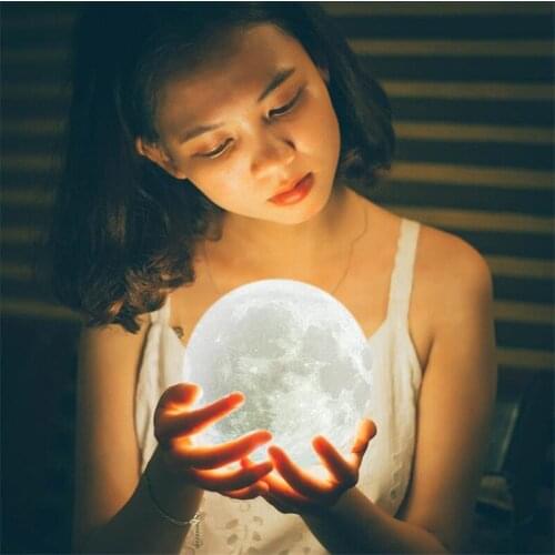 3D Print Moon Lamp Photo Custom Personality USB Rechargeable Nightlight Color Change Lunar Touch/Remote 2/16 Colors Moonlight