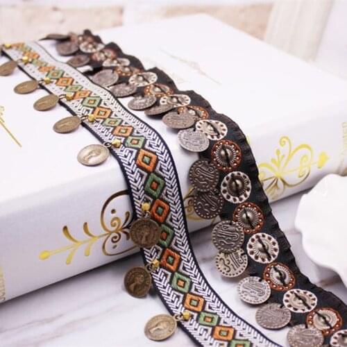 Copper Lace Trim Bohemian Cotton Fabric Lace Ribbon Silk Tassel Fringe Trim Drop Handmade Sewing Clothes Curtains Accessories