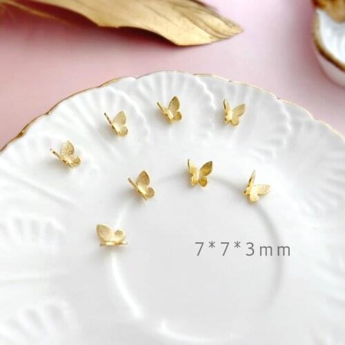 Copper Plated 18K Real Gold Non-Porous Mini Stereo Butterfly DIY Earrings Necklace Headdress Hairpin Shoe Bag Patch