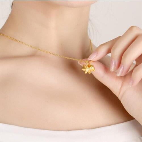 Cute Gold Elephant Pendant Necklace For Lady Bride Wedding Accessories Trendy Ethnic Girls Choker Necklace Jewelry Elephant Hot