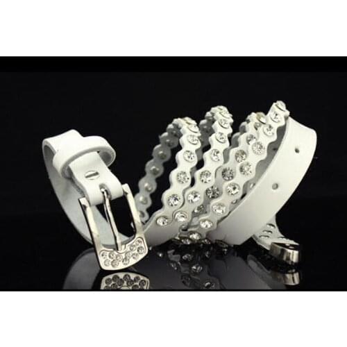 Fashion belts for women designer brand high quality Second layer cow genuine leather thin belt woman New luxury rhinestones