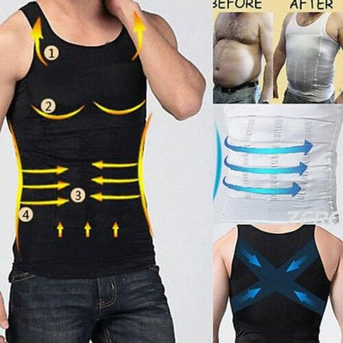 S-2XL Body Shaper Men Tank Top Slimming Gym Shapewear Solid Bodybuilding Shirt Full Slimming Vest Plus Size Corsets XXL 2019 New