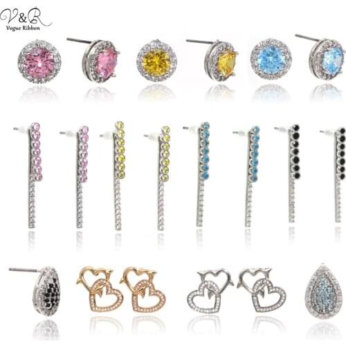 New Trendy Earrings 2020 Stud Earring Party Jewelry Valentines Gift CZ Crystal Fancy Earrings Front Back Earring Earring Lifter