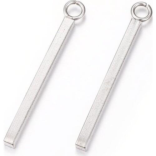 PandaHall 10pcs 33x1.5x1.5mm 304 Stainless Steel Metal Pendants for Necklace Bracelet Earrings Making DIY Findings Accessories
