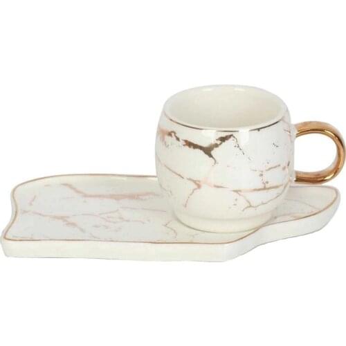 Premium Turkish Porcelain Marble Design 6-Piece Coffee Cup Set