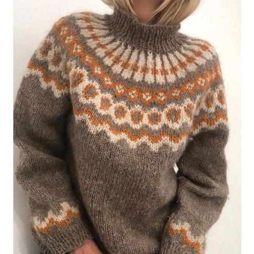 Pullover Women Sweaters New Fashion Autumn Lady Tops Winter Warm Print Female Clothes Long Sleeve Casual Soft Cozy Womens Tops