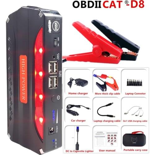High quality Multifunction Car Jump Starter 12V 4USB 600A Peak Portable Car Battery Booster Charger Power Bank Start Device