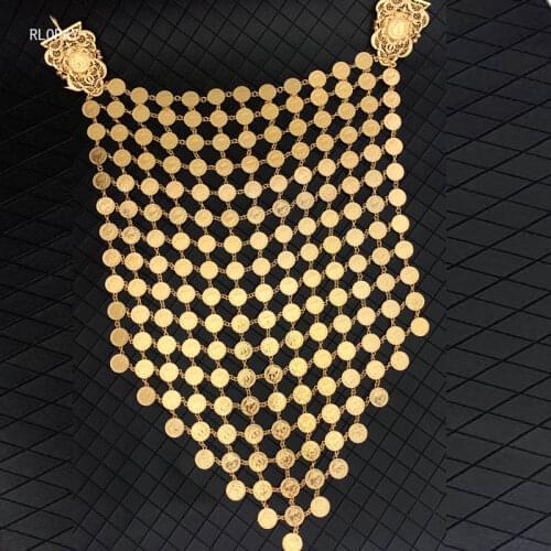 Luxury Algeria Wedding Necklace Big Size Coin Jewelry Chain European Memory Jewelry Chain Arabic Custom Necklace for Bridal