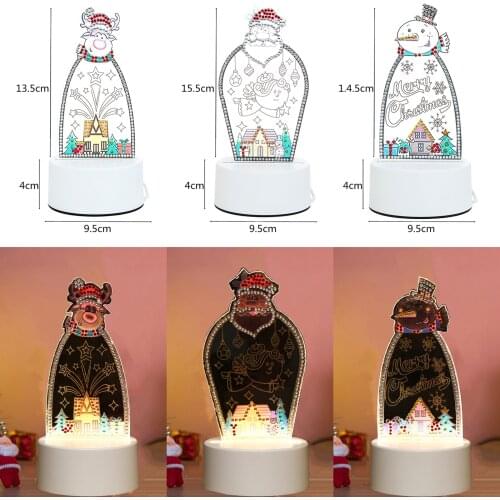 Christmas DIY Diamond Painting LED Night Light Lamp for Living Room Bedroom Art Craft New Year Home Decoration Christmas Gift