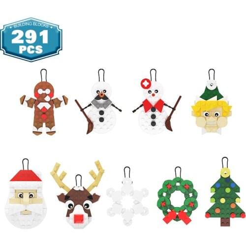 Christmas Ornaments Gingerbread Villain Reindeer Santa Snowflake Tree Snowman Building Blocks Brick Toys for Children Xmas Gift