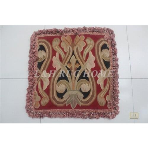 Free Shipping 22"x22" Aubusson woolen cushion 100% New Zealand Wool handmade pillow for home decoration, NO INSERTION