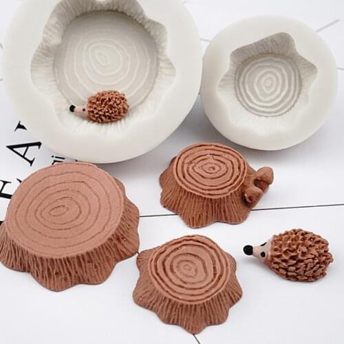Tree Stump & Hedgehog Silicone Mold Fondant Mould Cake Decorating Tools Chocolate Gumpaste Molds, Sugarcraft, Kitchen Gadgets