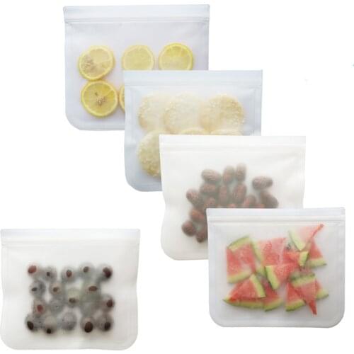 Silicone Food Storage Containers Leakproof Containers Reusable Stand Up Zip Shut Bag Cup Fresh Bag Food Storage Bag Kitchen stor