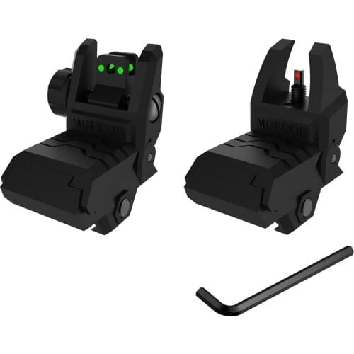 Foldable Fiber Optic Nylon Sights Flip Up Front and Back Sights Fiber Sights Back Up Sight Fit for Picatinny Weaver Rails
