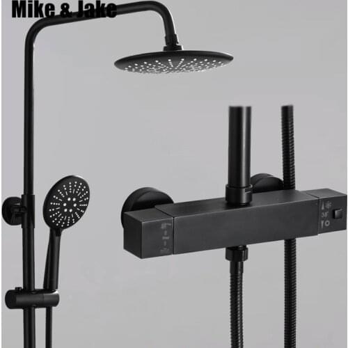 Bathroom black constant thermostatic shower set mixer black square shower set bathroom luxury Shower faucet Bathtub Faucet Sets