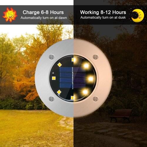 Solar Outdoor Floor Light Garden Decoration Landscape Led Lamp Spotlights Floodlights 8 Led Warm & White Color LED Bulbs 2 Years