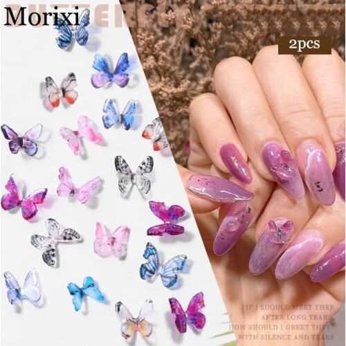 2PCS Morixi butterfly rhinestones for nail art decoration ins style Manual resin stereo mini Manicure Butterfly diamond MZ276