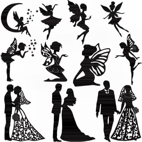 Slim Graceful Dancing Girl Elf Angel Romantic Bride Groom Couple Hydrangea Die Cut Set 2021 New Design DIY Craft Scrapbooking