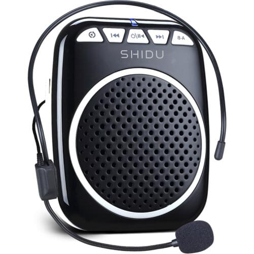 SHIDU Voice Amplifier With Wired Microphone S308 5W Portable Rechargeable Personal Ultralight Mini Audio Speaker For Teachers