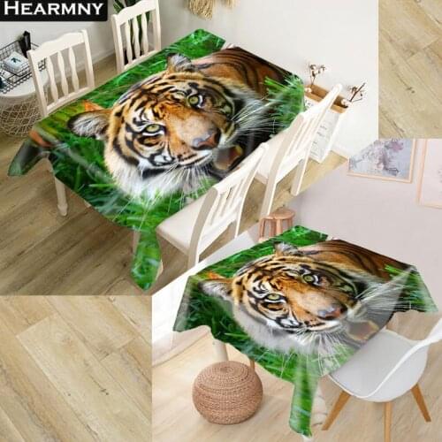 Nice Tiger Tablecloth Waterproof Oxford Fabric Square/Rectangular Tablecloth For Wedding Table Cloth Cover TV Covers