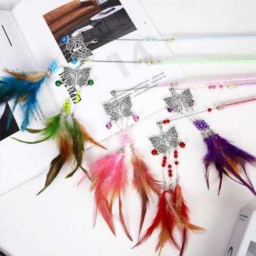 Alloy Butterfly Feather Crystal Tube Bell Funny Cat Stick Cute And Interesting Outdoor Interactive Kitten Toy
