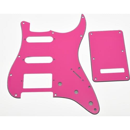 KAISH ST Strat HSS Pickguard, Trem Tremolo Back Cover w/ Screws Pink Red