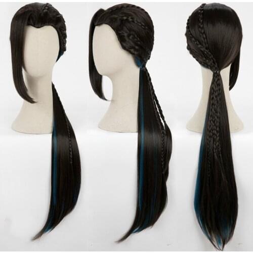 Twisted Wonderland Jamil Viper Cosplay Women Long Braid Black Wig Cosplay Heat Resistant Synthetic Wigs+ Free Wig Cap