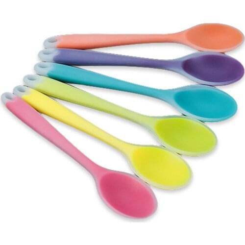 1PC Colorful Silicone Spoon Tableware Heat Resistant Easy To Clean Non-stick Rice Spoons Cooking Kitchen Tools Kitchenware Spoon