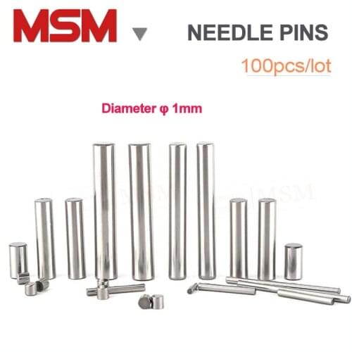100PCS Diameter 1mm GCr15 Bearing Steel Cylindrical Pin Locating Dowel Needle Pin Length 3 4 5 6 7 8 9 10 11 12 15 16 18 20mm