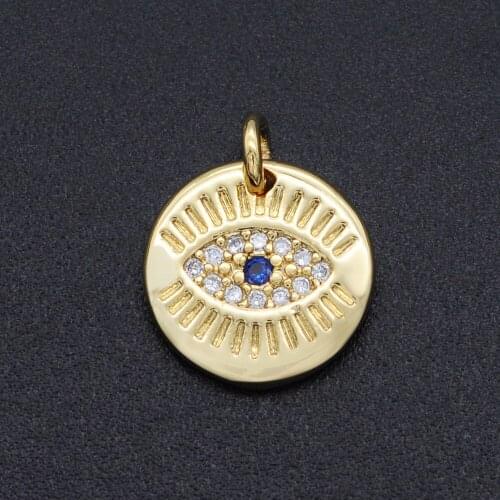 11mm 100% CZ Zircon DIY Jewelry Evil Eye Charm Pendant Wholesale Jewellwery Finding Supplies Religious Necklace Making Charms