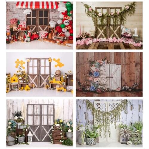 1st Birthday Decorations Wood Door Photo Backdrop Newborns Baby Child Cake Smash Baby Shower Photography Background Studio Props