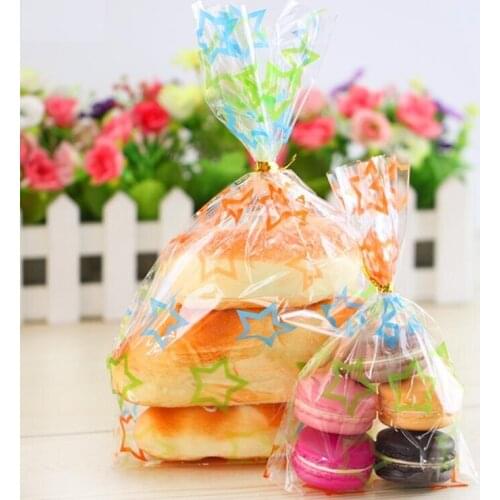 50pcs 5 sizes Large colorful cookie bread gift jewelry love baking bakery transparent packaging biscuit plastic favors bag