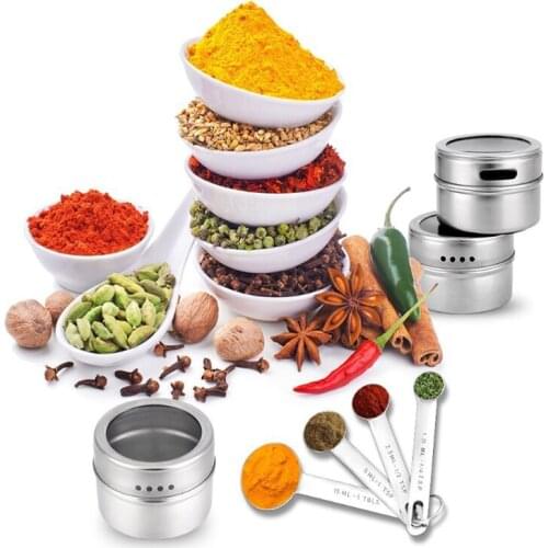 70ml Magnetic Spice Jar Sealed barbecue storage box powder box stainless steel Wall-mounted seasoning tank set with stickers