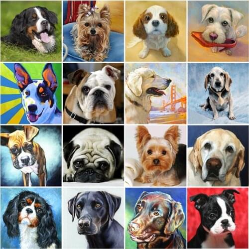 DIY 5D Diamond Painting Dog Animal Mosaic Full Round Drill Diamond Embroidery Sale Rhinestone Picture Cross Stitch Wall Decor