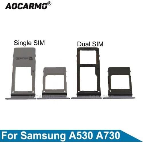 Aocarmo Dual Sim Card MicroSD Holder Nano Sim Card Tray Slot For Samsung Galaxy A8 2018 A530 A730 A530F A730F Replacement Part