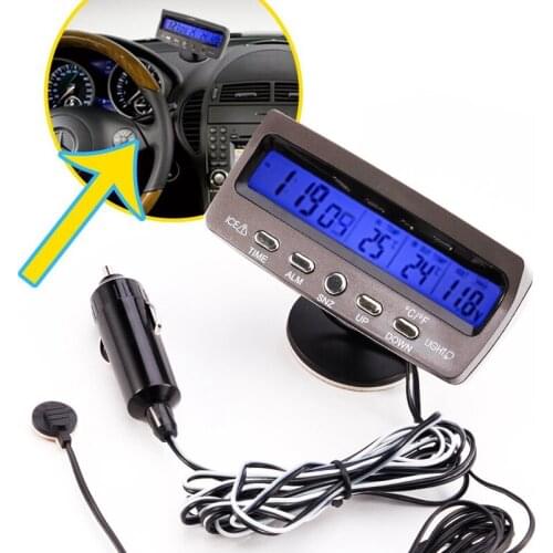 Voltage Detector Temperature Car Auto Lcd Display Digital Display Thermometer Alarm Clock Alarm Control