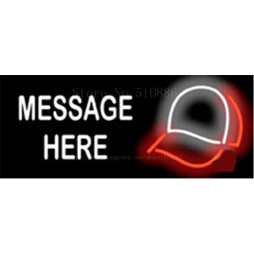 Custom Message Baseball Cap NEON SIGN REAL GLASS BEER BAR PUB LIGHT SIGNS store display Bulbs bar Advertising Lights 17*14"