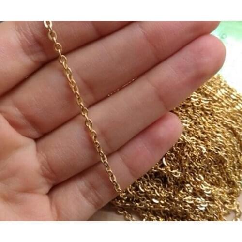 Retail Lot 20meter in bulk strong 2mm Thin Link Chain Stainless Steel Fashion Gold Jewelry Finding Chain DIY Marking
