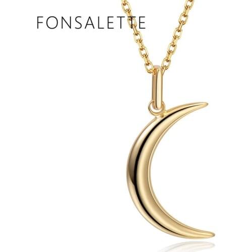 Fashion Moon Necklace Sterling Silver Minimalist Crescent Moon Pendant Necklaces for Women Gold Dainty Chain Jewelry