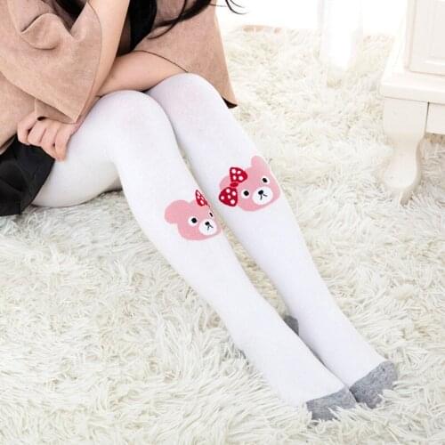 Children Girls Tights Spring Autumn Girl Pantyhose Cotton Knitted Cute Bear Thicken Girls Stocking Tights for Girls 3-12 Years