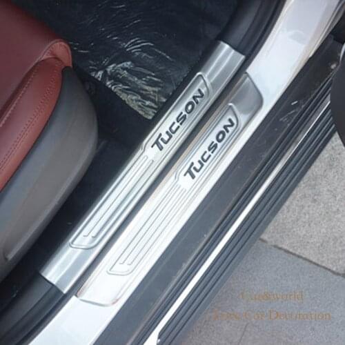 For Hyundai Tucson 2015 2016 2017 Internal External Stainless Steel Scuff Plate Door Sill Cover Pedal Trim Car Accessories