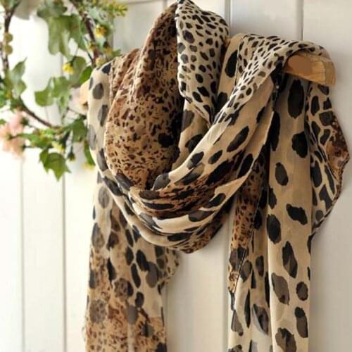 Duan Leopard Brown Autumn And Winter Female Wild Trade Women Novelty Must Scarf Wild Chiffon Soft Fashion Scarf Workplace R0A2