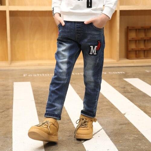 Teen Boy Jeans Trousers Fashion Boy Letter Stripe kids Denim Pant 4 5 6 7 8 9 10 11 12 12 14 Years boys Cowboy Casual Pants