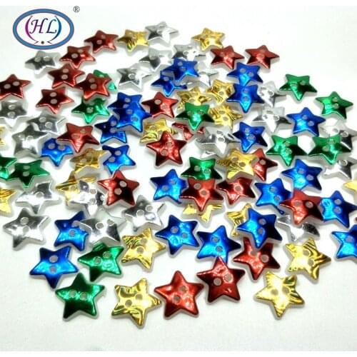 HL 100PCS 12MM Star 2 Holes Plastic Buttons Childrens Apparel Sewing Accessories DIY Scrapbooking Crafts