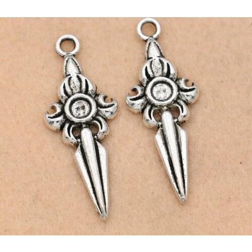 KJjewel Antique Silver Plated Cross Charm Pendants for Jewelry Making Earrings Accessories DIY Jewelry Findings 41x16mm