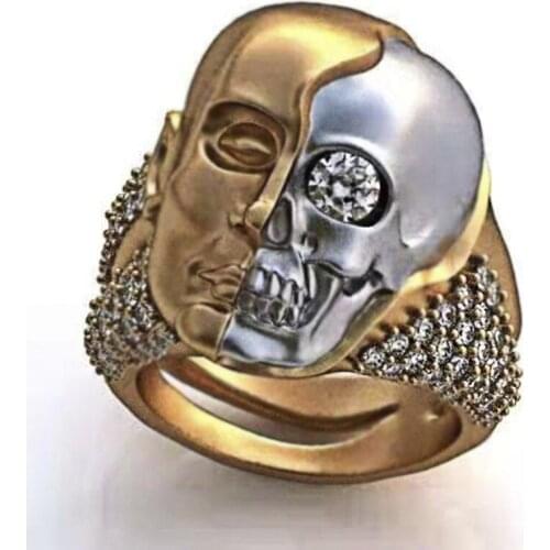 2021 New Arrival Double Color Skull Ring Little Monk Design Ring Cemented Carbide Man/Female Punk Jewelry As Gift For Friend