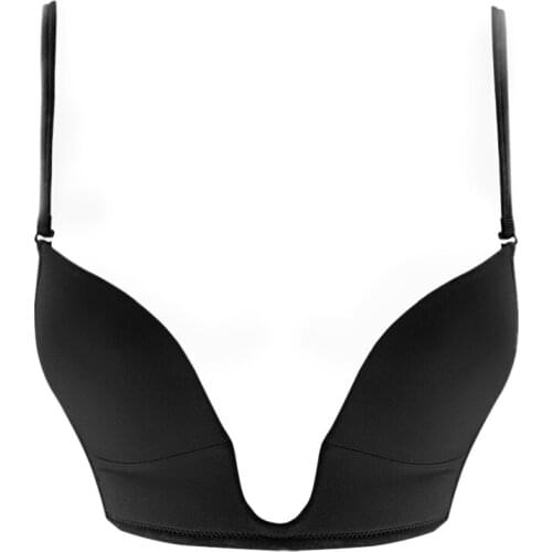 Hot Sale Sexy Satin Bra Women Bra Deep U bras u Low cut Push Up Sutian Seamless brassiere Underwear ultra boost Wedding Dress