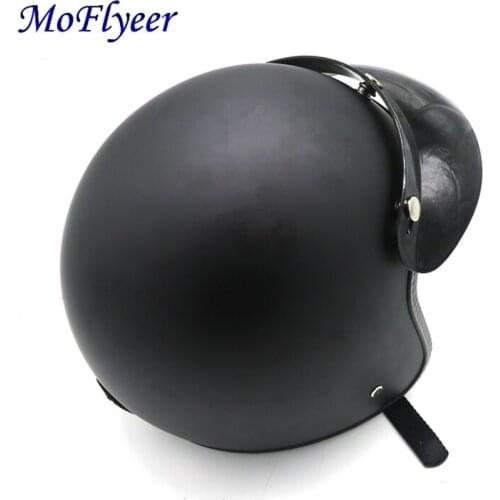 MoFlyeer Synthetic Leather Motorcycle Helmet Retro Vintage Cruiser Chopper Scooter Cafe Racer Moto Helmet 3/4 Open Face Helmet